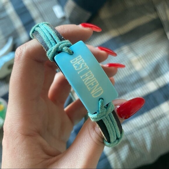 Blue “Best Friend” Cord Bracelet | Adjustable Friendship Jewelry - Picture 2 of 3